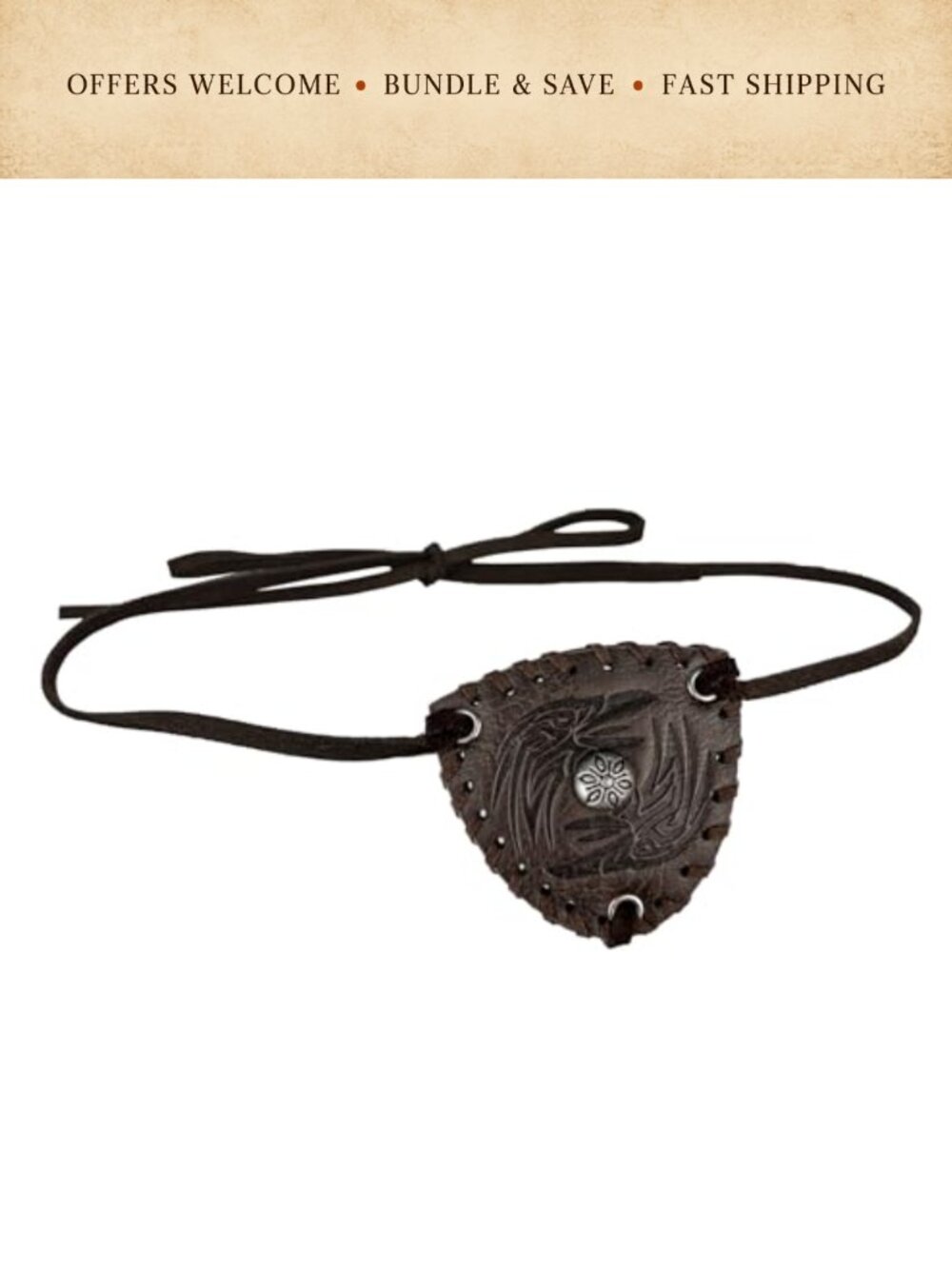 Faux Leather Pirate Eye Patch Embossed Viking Compass Cosplay Costume Accessory